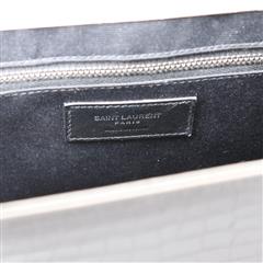 YVES SAINT LAURENT Crocodile Embossed Grey Leather Envelope Bag